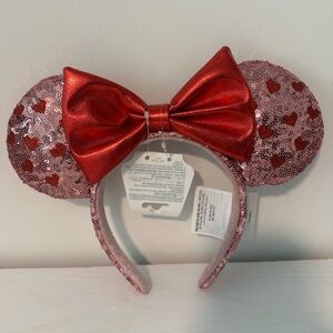 Disney Parks Valentine Sequin Heart Minnie Mouse Ears Headband
